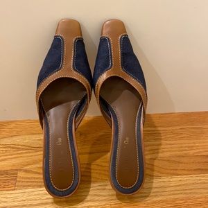 Unisa Vintage Brown & Jean Contrast Stitched Heels